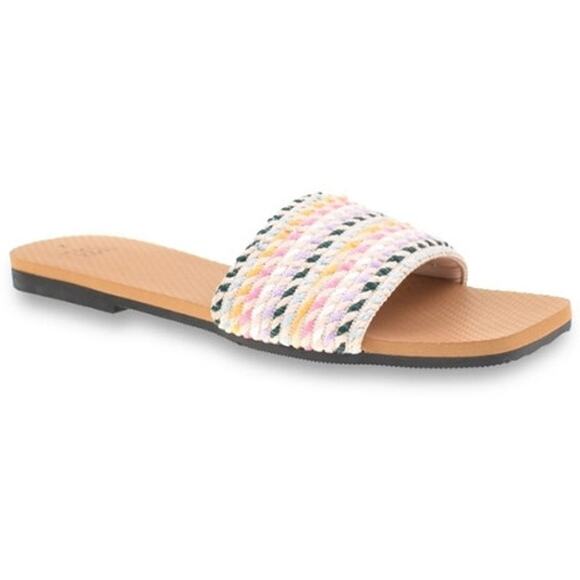 Time and Tru Shoes - Time and Tru Multicolored Woven Slip On Slide Sandals Shoes Size 9